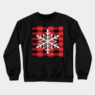 Buffalo Red & Black Plaid, Donut Design Wintertime Design Snowflakes & Flannel Cozy Winter Crewneck Sweatshirt